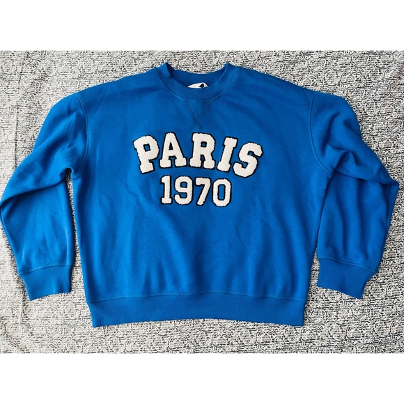 NWT H&M Blue Paris Sweatshirt with Sherpa Letters - Picture 6 of 13